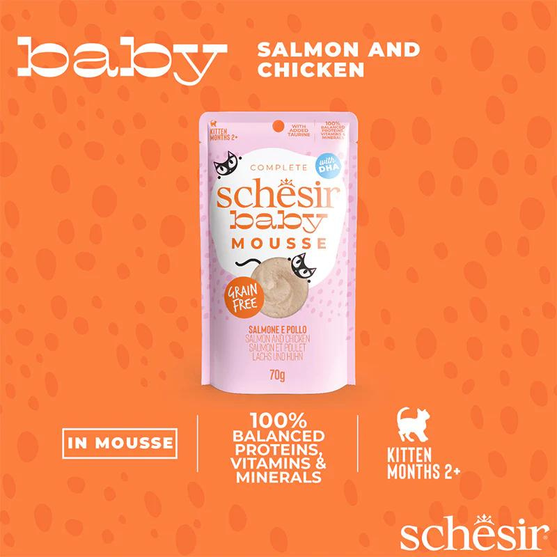 Schesir Baby Kitten Mousse Chicken & Salmon Wet food 70G