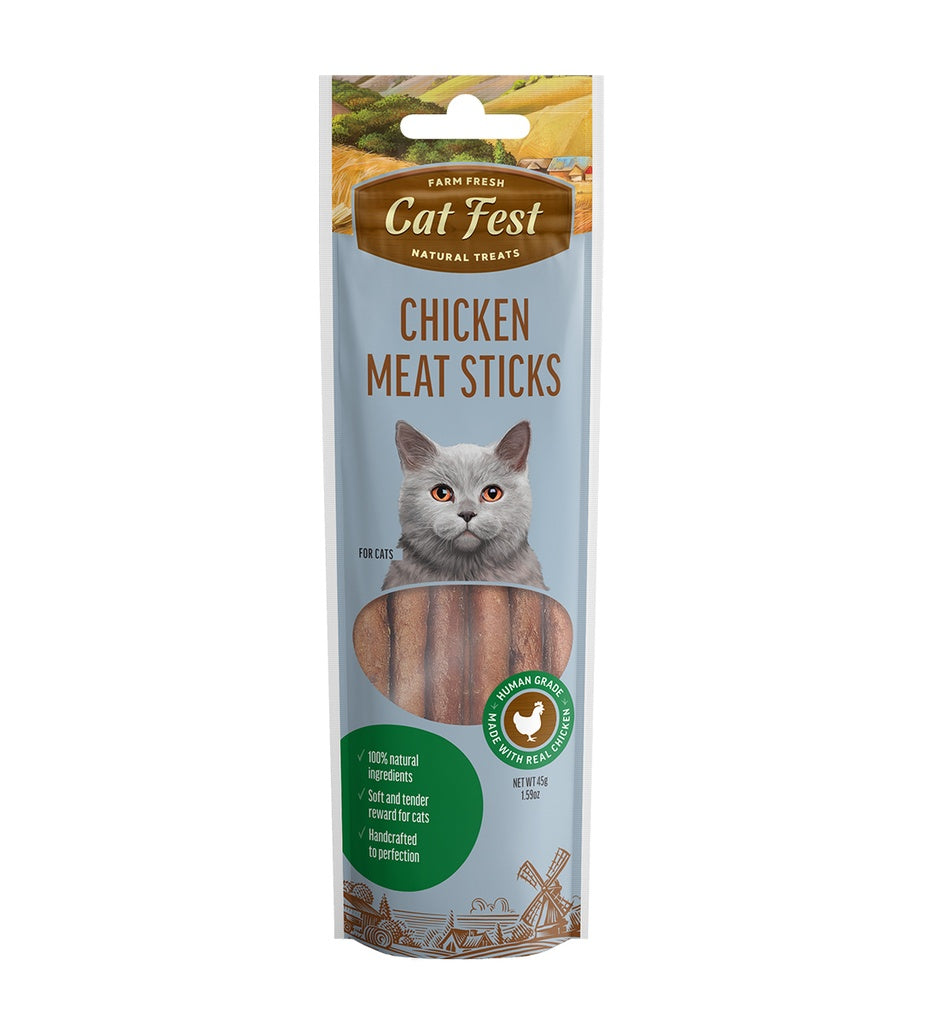 Cat Fest Chicken Meat Sticks for Cats – 45g Chewy Protein Treats