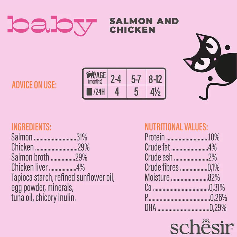 Schesir Baby Kitten Mousse Chicken & Salmon Wet food 70G