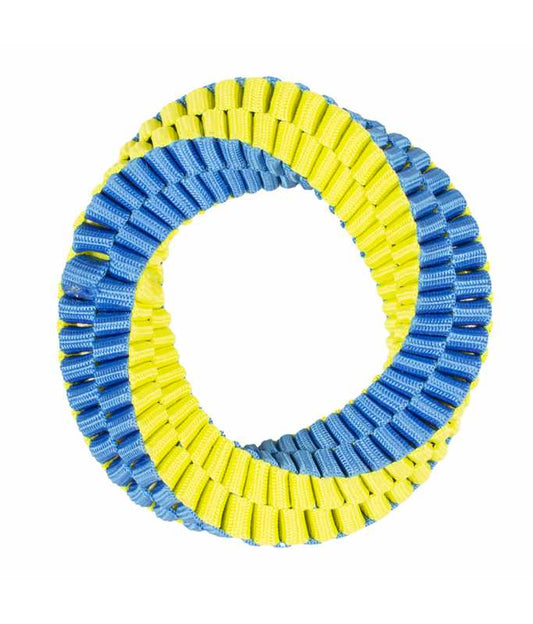 Duvo+ Supa Nylon Hoop Dog Toy – 13x13cm Blue/Yellow