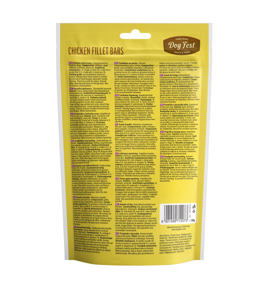 Dog Fest Chicken Fillet Bars for Adult Dogs - 90g (3.17 oz)