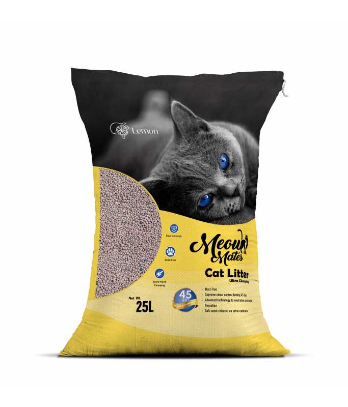 Meow Mates Bentonite Cat Litter – Lemon Scent (25L / 20kg)