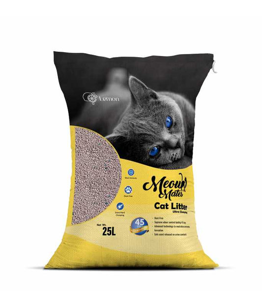 Meow Mates Bentonite Cat Litter – Lemon Scent (25L / 20kg)