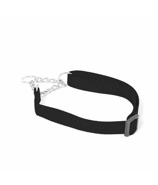 Duvo+ Nylon Semi-Choke Dog Collar – 45-70cm x 25mm, Black