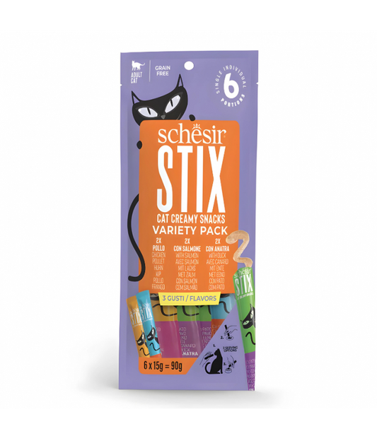 Schesir Cat Treat Stix Variety Pack Chicken, Duck, Salmon 6X15G