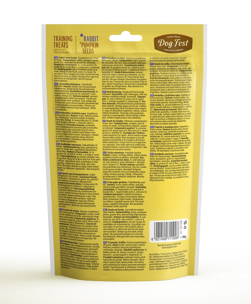 Dog Fest Training Treats Rabbit & Pumpkin Seeds – 90g
