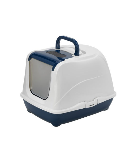 Moderna Flip Cat Litter Box – Blue – Size L – Covered Litter Tray for Odor Control