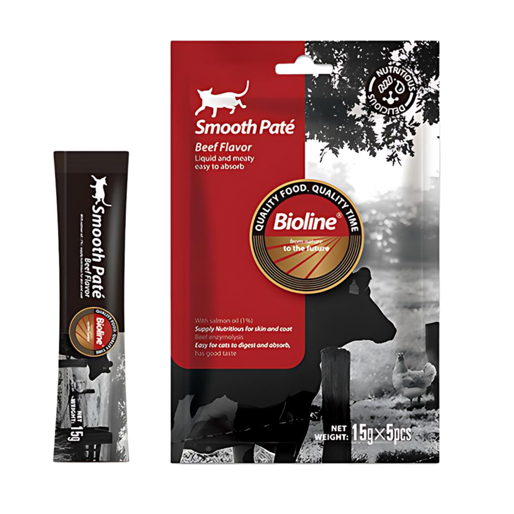 Bioline Natural Feast Smooth Pate Beef Flavor (15gx5 Pcs) Cat Treats