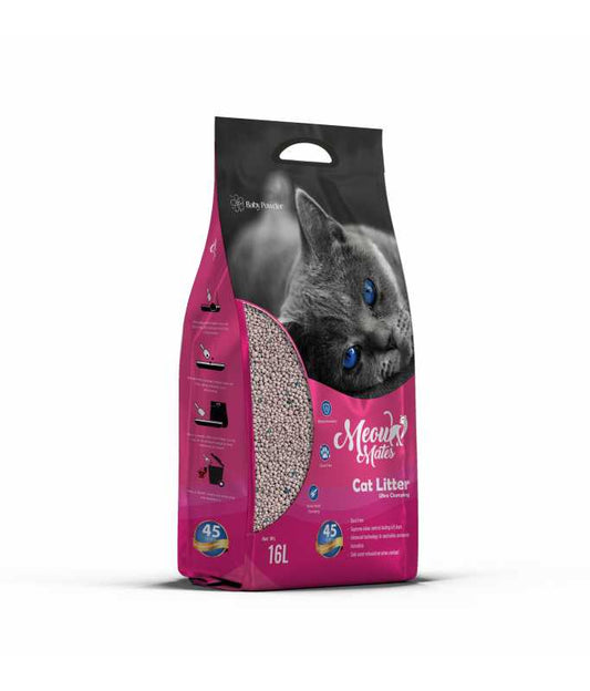 Meow Mates Bentonite Cat Litter – Baby Powder Scent (16L / 10kg)