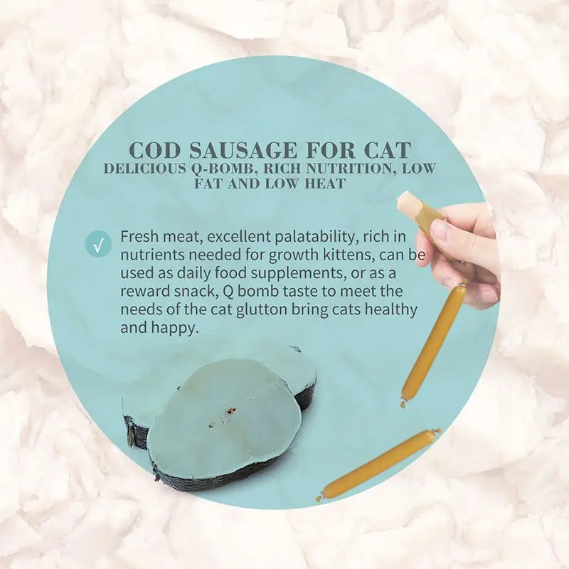 Bioline Cod Sausage for Cats 10pcs Soft Chew Treat Pack