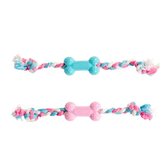 Duvo+ Puppy Bone Dog Toy with Rope – TPR 35cm Chew Toy