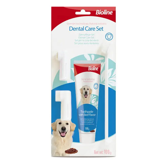 Bioline Dental Care Set 100g Beef Flavor Pet Toothpaste Kit