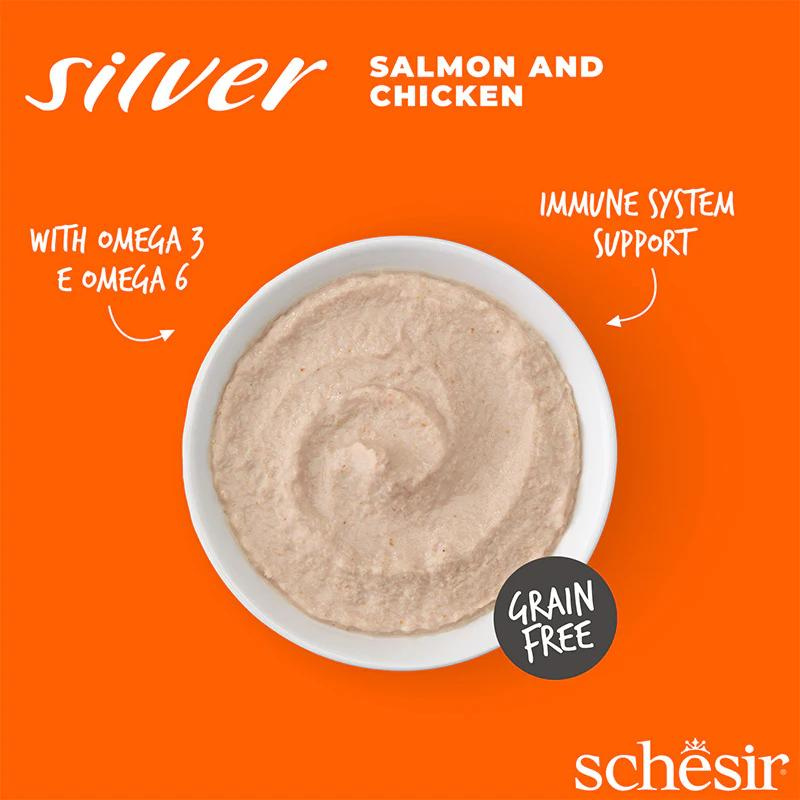 Schesir Silver Senior Cat Mousse Salmon & Chicken 80G