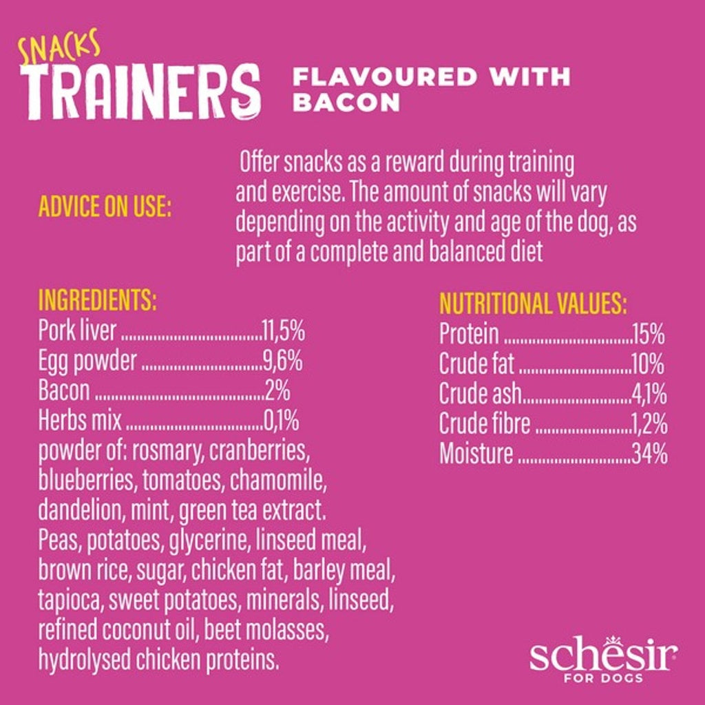 Schesir Dog Trainers Soft & Chewy Bacon Treats 113G