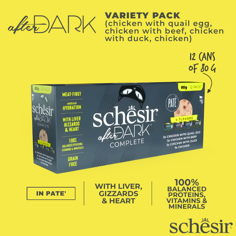 Schesir After Dark Cat Pate Variety Pack Wet Food 12X80G