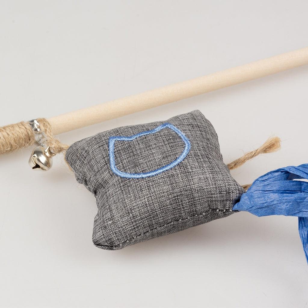 Duvo+ Eco Navy Catnip Rod Toy with Kite – 40cm Multicolour
