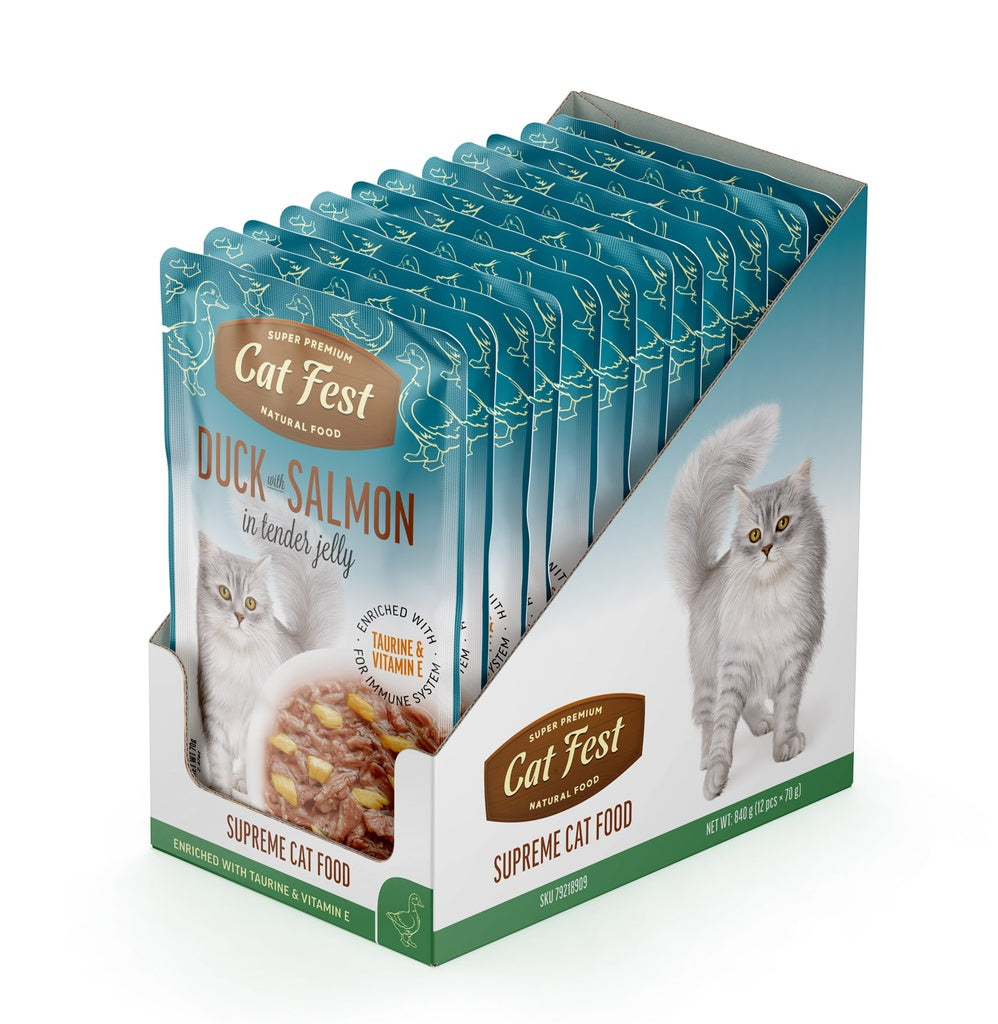 Cat Fest Duck & Salmon in Jelly – 70g Gourmet Wet Cat Food