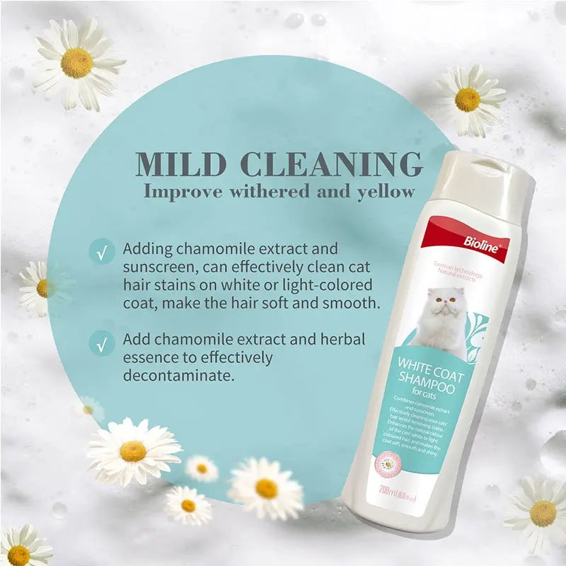Bioline White Coat Cat Shampoo  200ml Brightening Formula