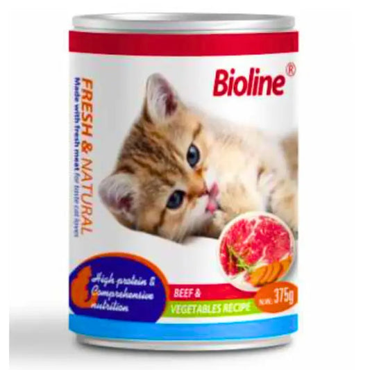 Bioline Canned Cat Food Beef & Veg 375g
