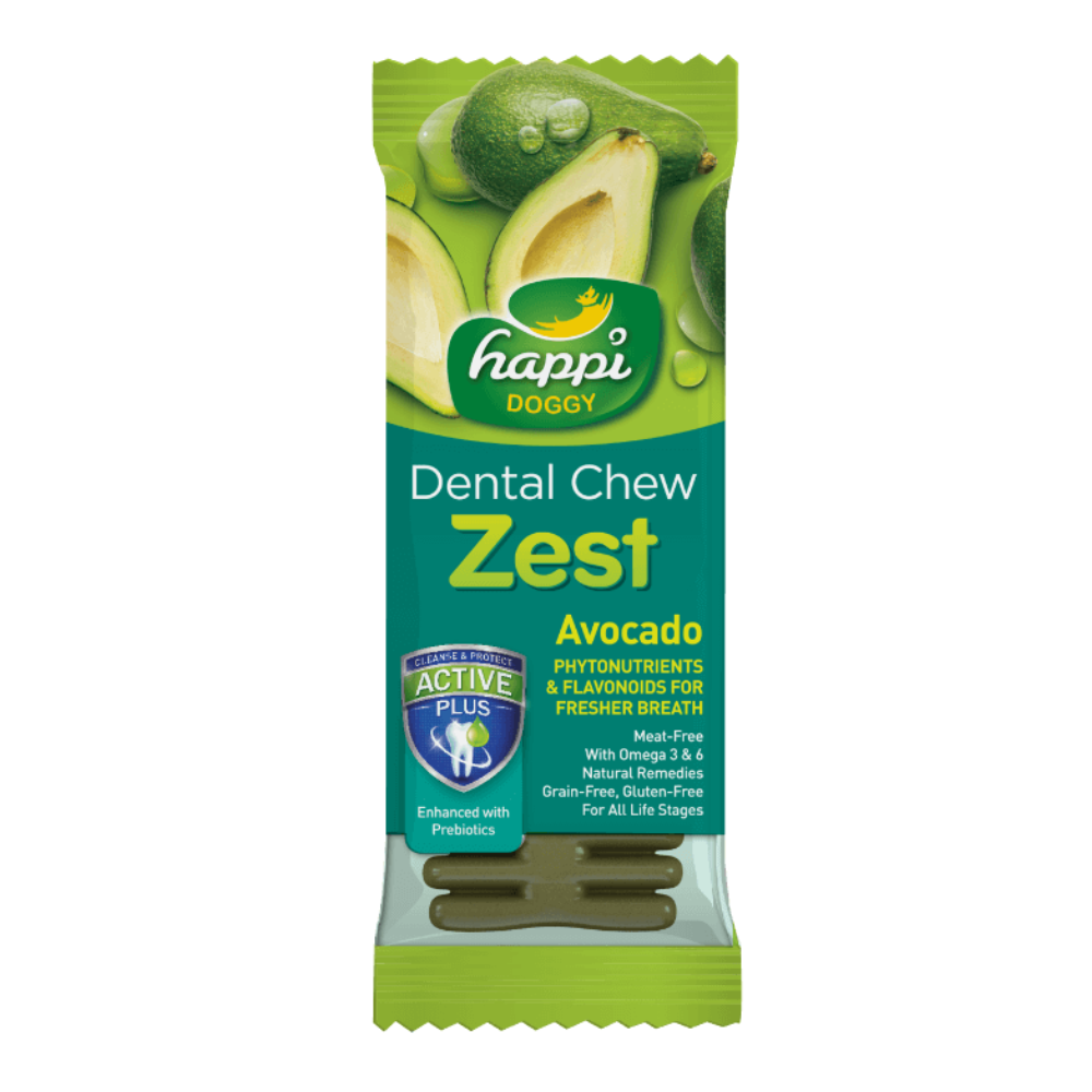 Happi Doggy Dental Chew Zest – Avocado Flavor (4") Display Box of 50