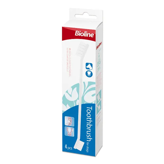Bioline Dog Toothbrush Set  4 Pcs Oral Care Kit for Dogs