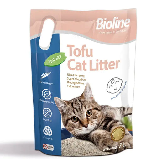 Bioline Tofu Cat Litter 7L  Baby Powder Scent, Eco-Friendly