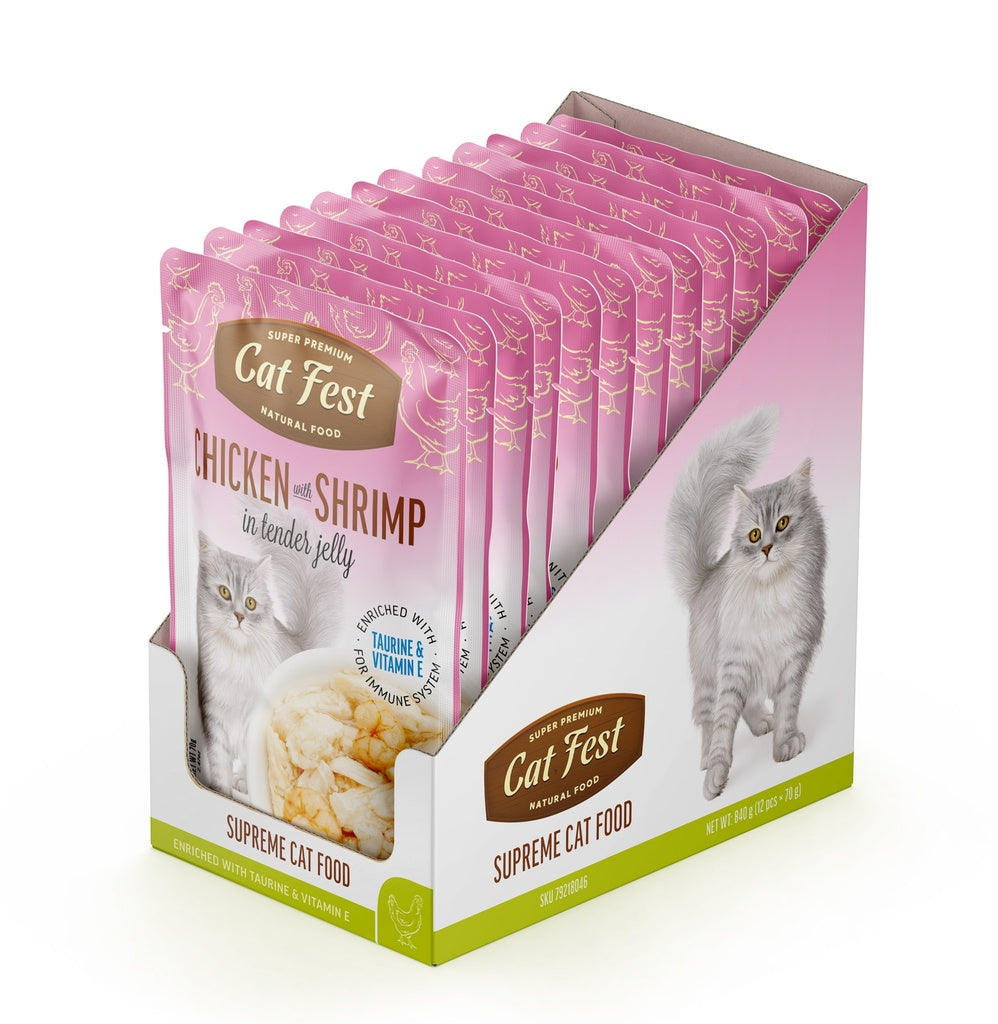 Cat Fest Chicken & Shrimp in Jelly – 70g Gourmet Cat Wet Food
