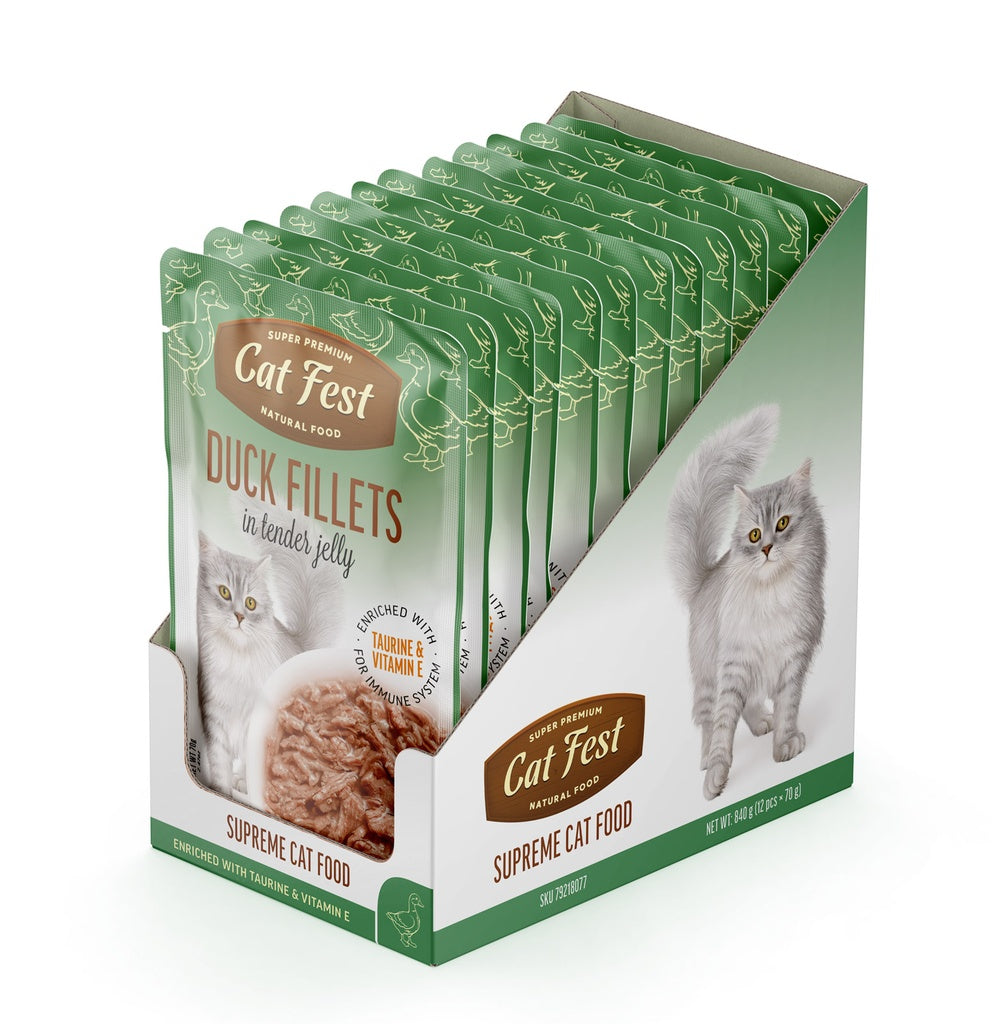 Cat Fest Duck Fillets in Jelly – 70g Tender Wet Cat Treat