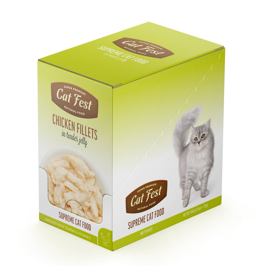 Cat Fest Chicken Fillets in Jelly – 70g Wet Cat Food Treat
