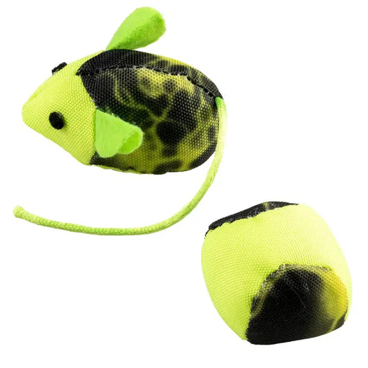 Duvo+ Mouse & Ball Cat Toy 2Pc – Interactive Play Set – Green 16x3.8x4cm