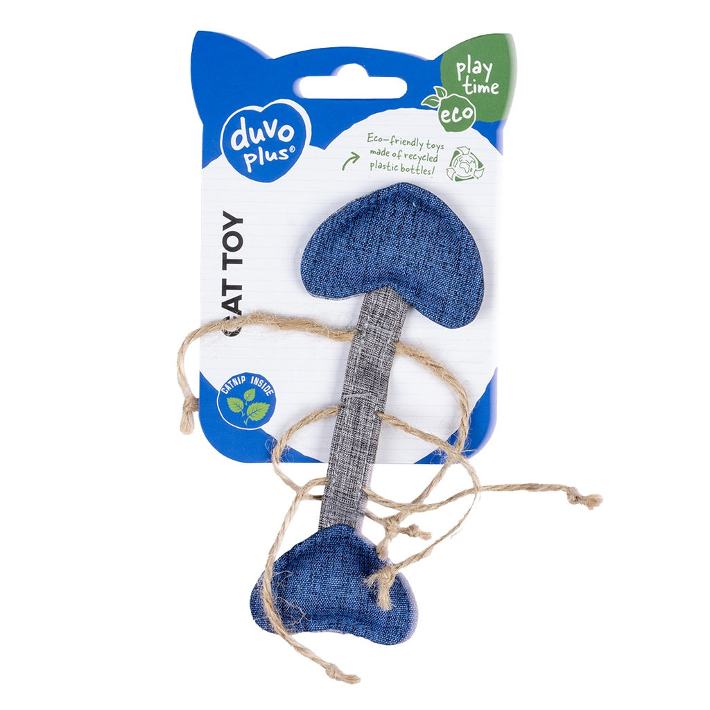 Duvo+ Eco Navy Catnip Fish Bone Toy – 14.5cm Multicolour