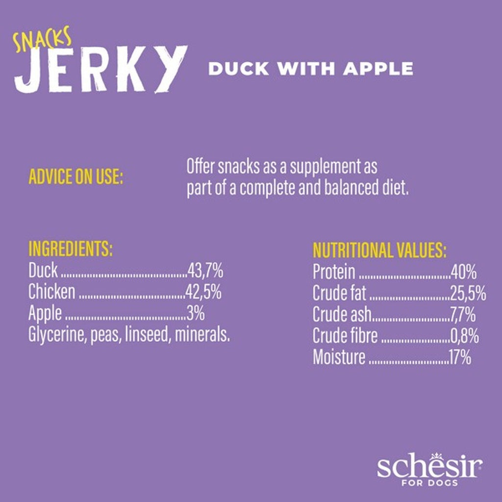 Schesir Dog Jerky Grain-Free Duck & Apple 145G