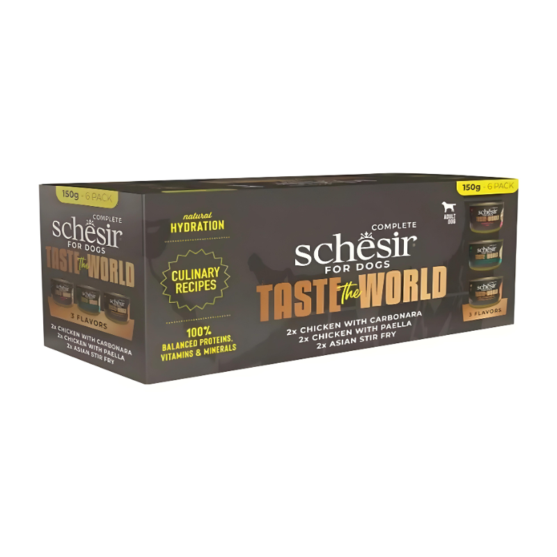 Schesir Dog Wet Food Variety Pack Taste the World 6x150G (3 Flavors)