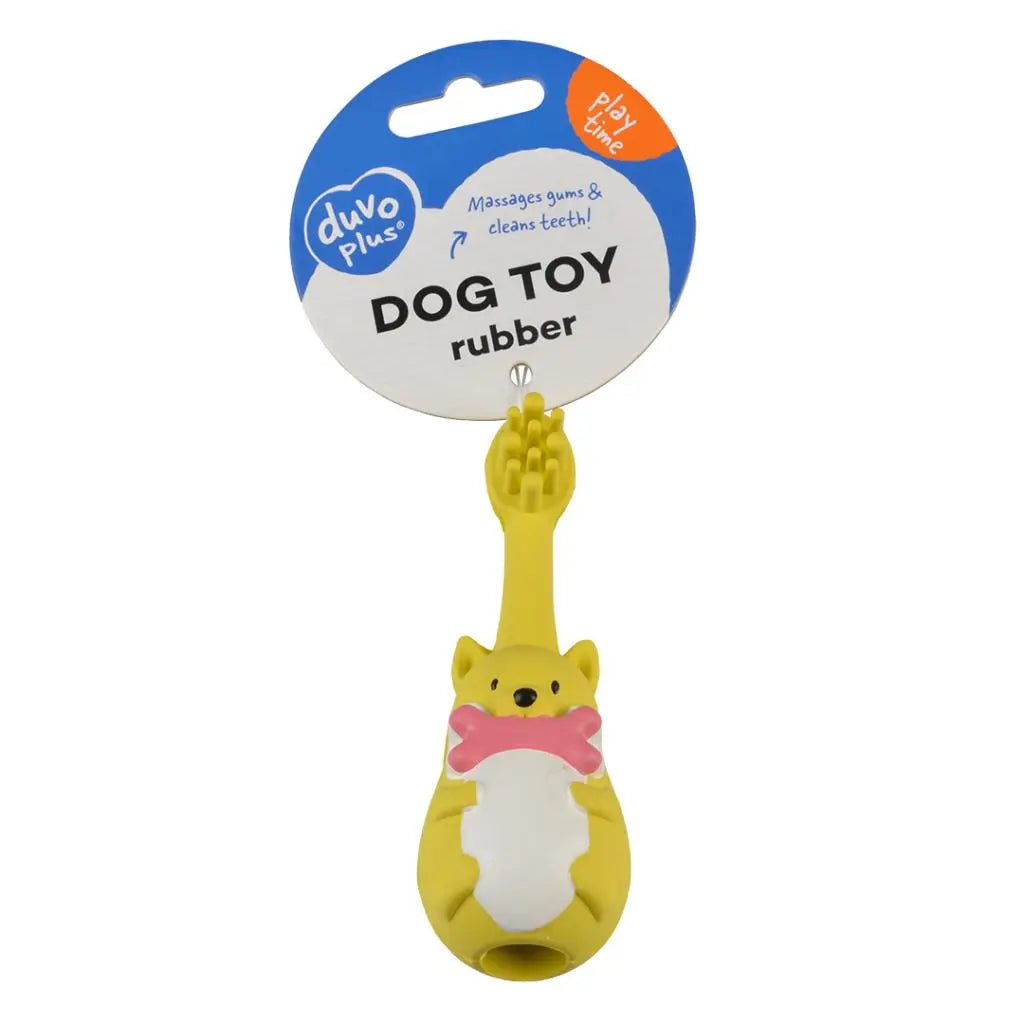 Duvo+ Rubber Toothbrush Animal Dog Toy – 4x4x11cm, Mixed Colours
