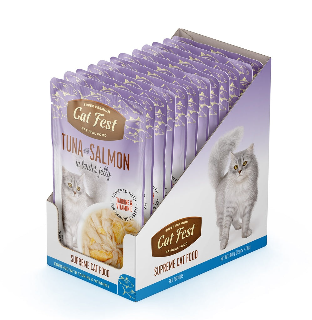 Cat Fest Tuna & Salmon in Jelly – 70g High-Protein Cat Food