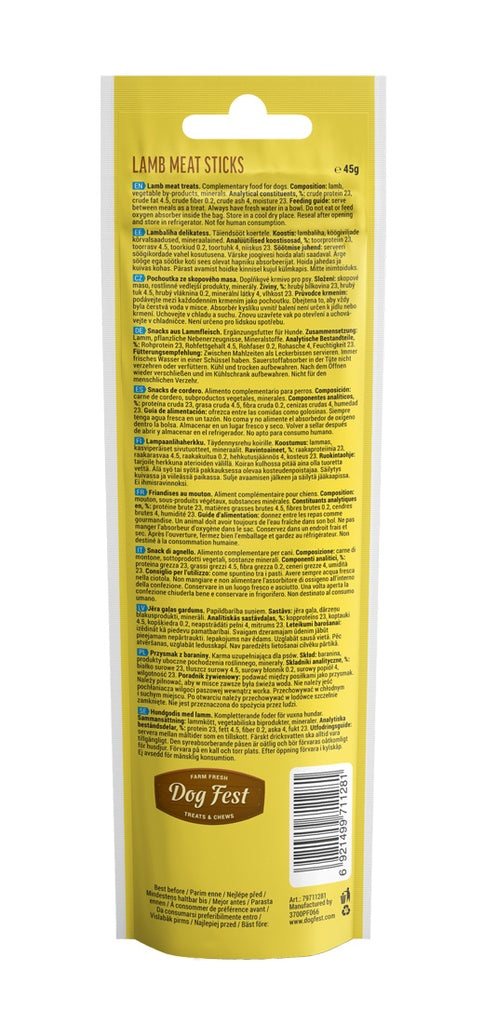 Dog Fest Lamb Meat Sticks for Adult Dogs - 45g (1.59 oz)