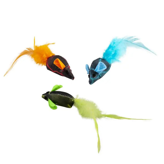 Duvo+ Flash Mice With Feathers – 3 pcs – 19 x 5.5 x 3 cm