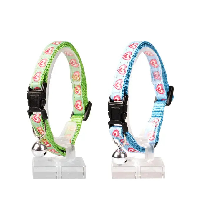 Duvo+ Cat Collar – Hearts Pattern – Nylon – Mixed Colors – 20–30 cm x 10 mm