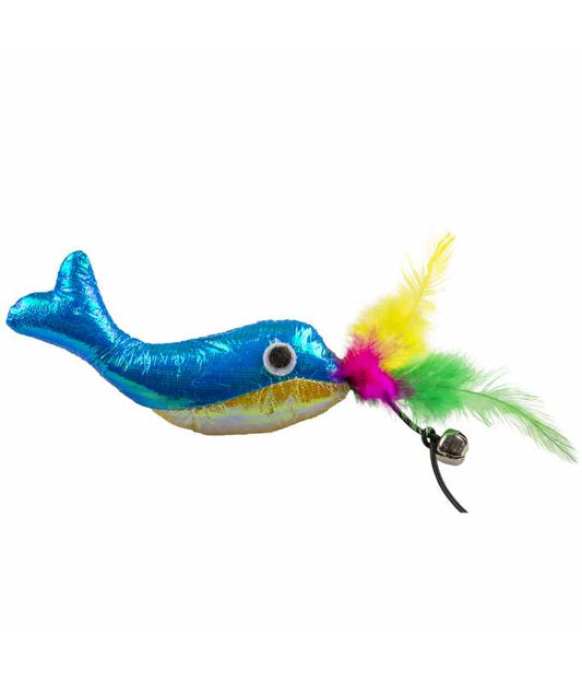 Duvo+ Blinky Whale Dog Toy – Blue, 16.5x7x2cm with Elastic Tug Tail