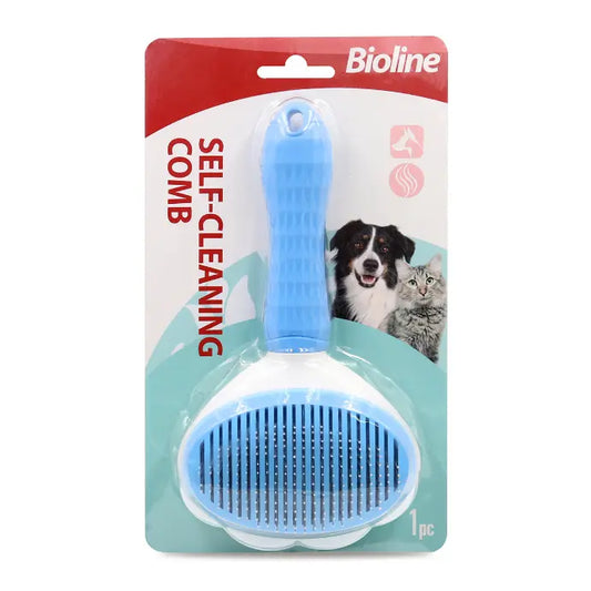 Bioline Self-Cleaning Pet Comb Easy Grooming Tool for Dogs & Cats