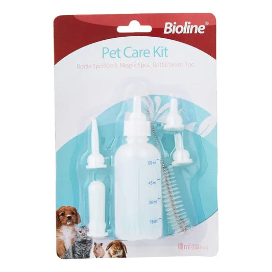 Bioline Feeding Bottle Kit 60ml Pet Feeding Bottle for Puppies & Kittens