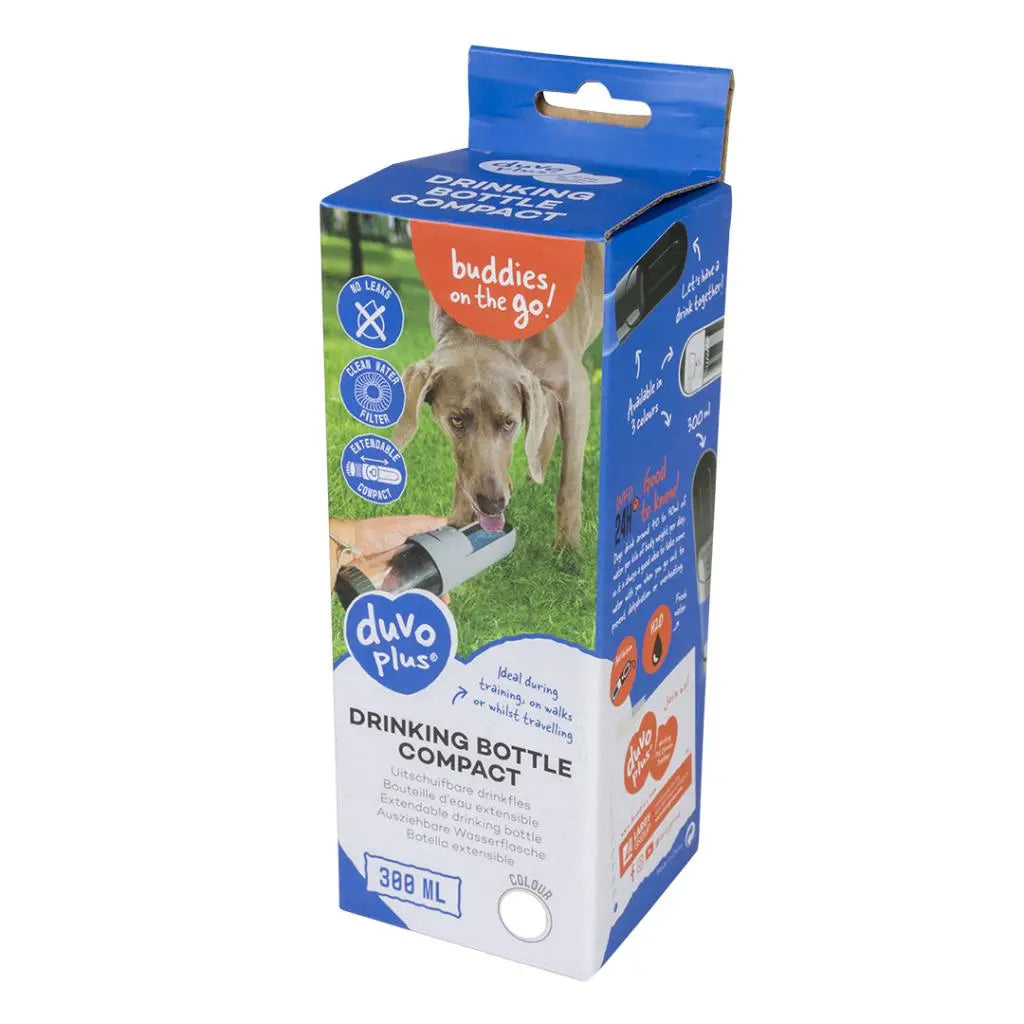Duvo+ Compact Pet Drinking Bottle – 300ml White Travel Bottle