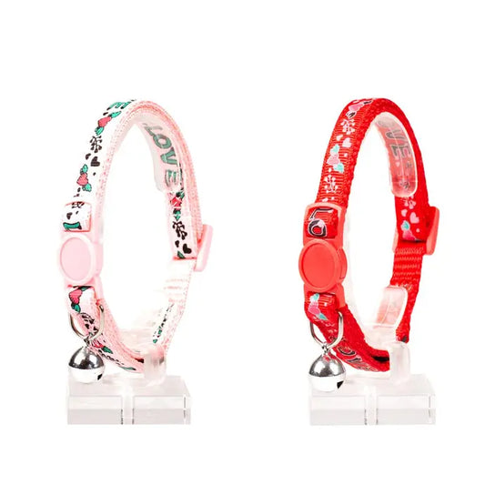 Duvo+ Cat Collar – Love Pattern – Nylon – Mixed Colors – 20–30 cm x 10 mm