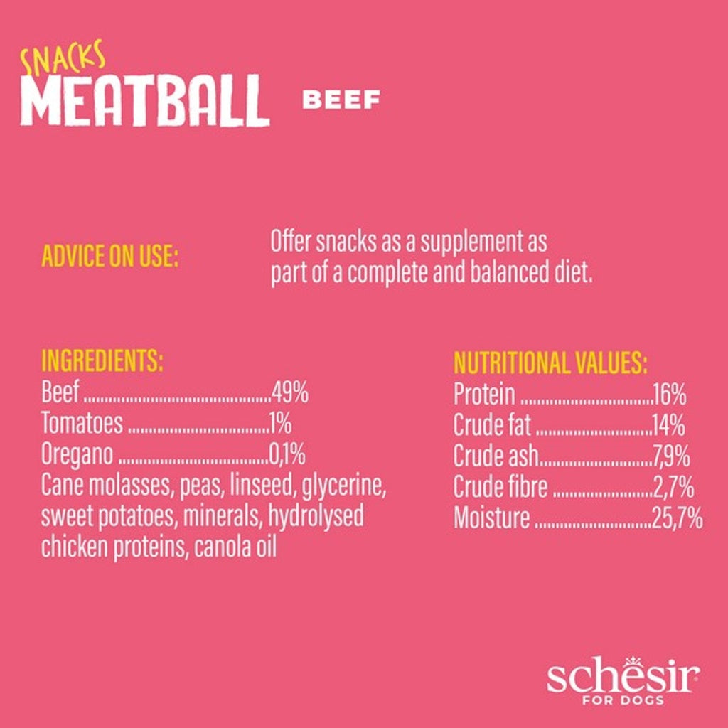 Schesir Dog Meatballs Grain-Free Baked Beef 225G
