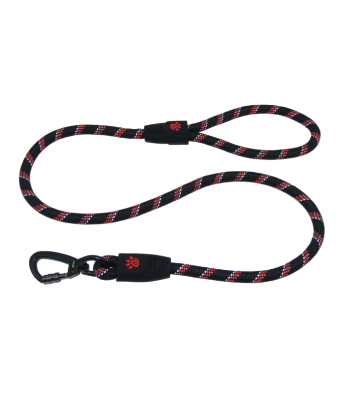 Doco Reflective Rope Dog Leash with Soft Rubber Handle - Red, Size L