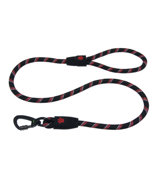 Doco Reflective Rope Dog Leash with Soft Rubber Handle - Red, Size L
