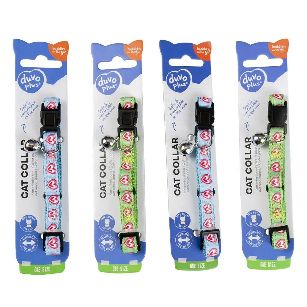 Duvo+ Cat Collar – Hearts Pattern – Nylon – Mixed Colors – 20–30 cm x 10 mm