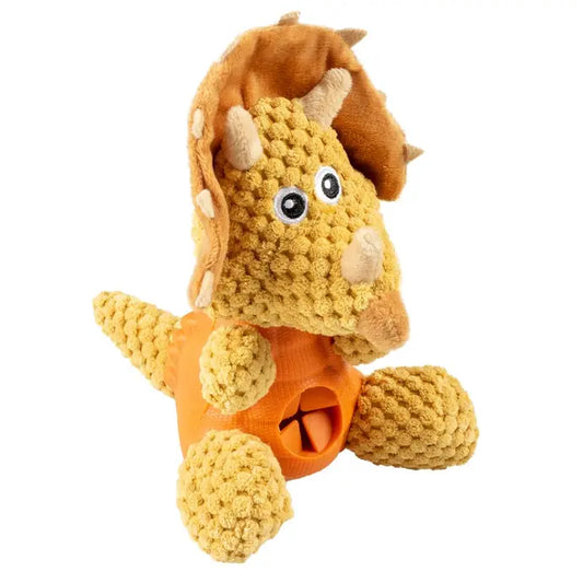 Duvo+ Plush & Rubber Triceratops Dispenser Toy – 19x14x20cm, Multicolor