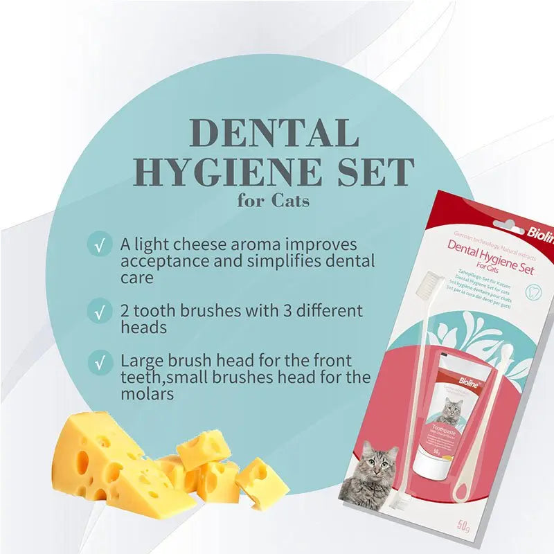 Bioline Dental Hygiene Set 50g Oral Care for Cats (50g Tube)
