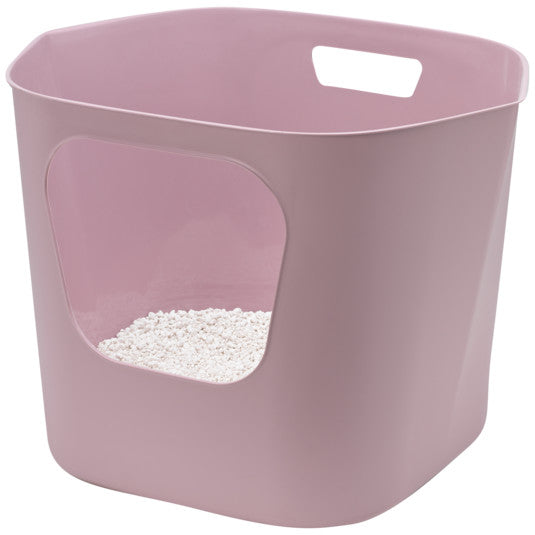Moderna Lotus Cat Litter Box – Soft Lila – 54.4 x 43.9 x 40.5 cm – Hooded Cat Toilet with Flap Door